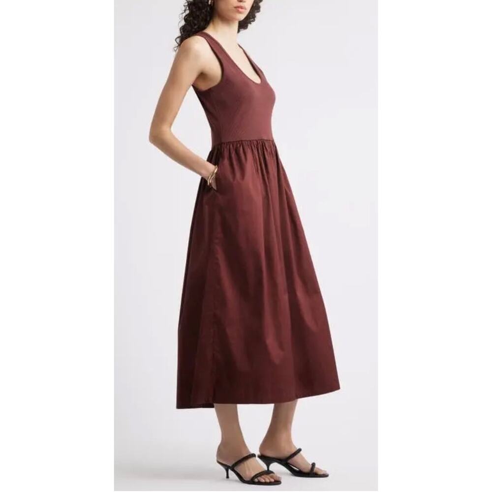 Nordstrom Mixed Media Stretch Cotton Tank Poplin Skirt Maxi Dress ,2X